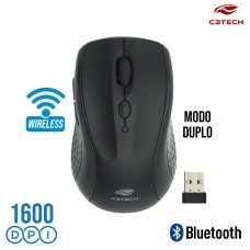 Mouse sem Fio Modo Duplo 1600Dpi M-BT12BK C3 Tech - Preto